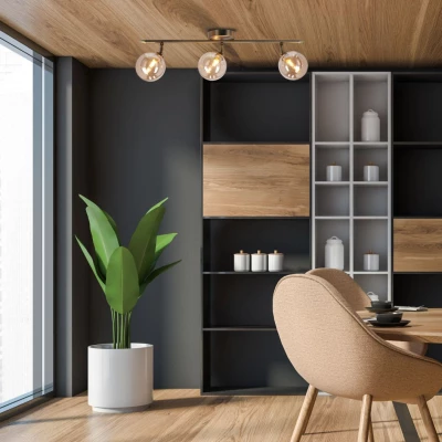 Stropní bodové svítidlo RODIA - 3xG9, 40W, patina / jantarové sklo