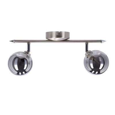 Nástěnné / stropní bodové svítidlo RODIA - 2xG9, 40W, stříbrné / grafitové sklo