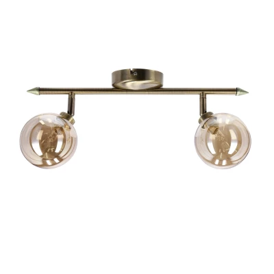 Nástěnné / stropní bodové svítidlo RODIA - 2xG9, 40W, patina / jantarové sklo