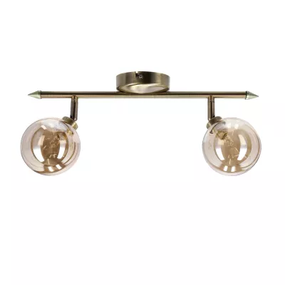 Nástěnné / stropní bodové svítidlo RODIA - 2xG9, 40W, patina / jantarové sklo