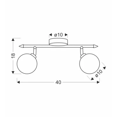 Nástěnné / stropní bodové svítidlo RODIA - 2xG9, 40W, patina / jantarové sklo