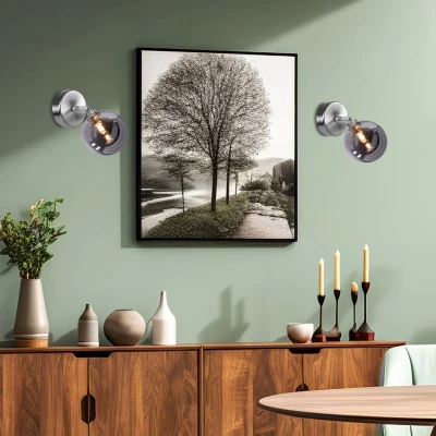 Nástěnné bodové svítidlo RODIA - 1xG9, 40W, stříbrné / grafitové sklo