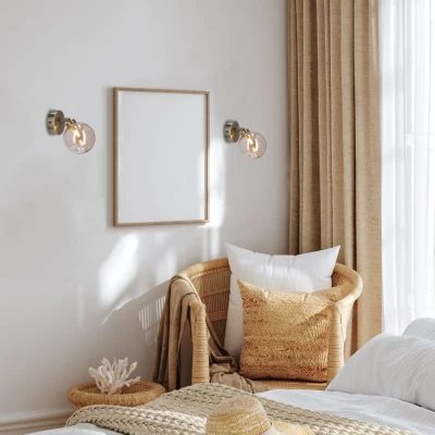 Nástěnné bodové svítidlo RODIA - 1xG9, 40W, patina / jantarové sklo