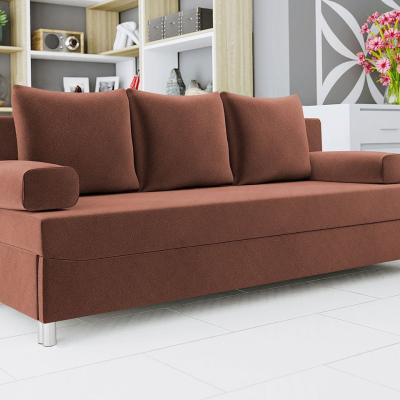 VÝPRODEJ - Rozkládací pohovka s úložným prostorem ELZA - hnědá