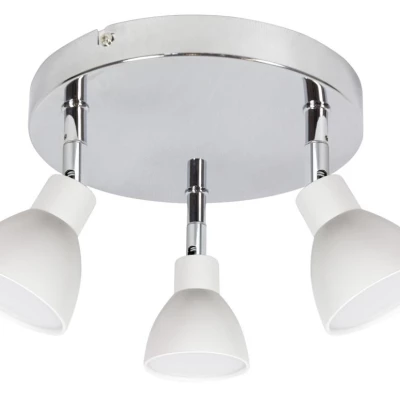 Stropní LED bodové kulaté světlo ROY - 3x5W, 3000K (teplá bílá), chromované / bílé