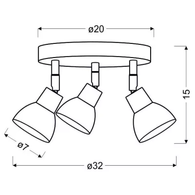 Stropní LED bodové kulaté světlo ROY - 3x5W, 3000K (teplá bílá), chromované / bílé