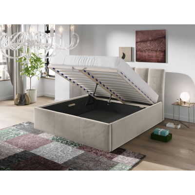 VÝPRODEJ - Čalouněná manželská postel 160x200 TRALEE - světlá šedá