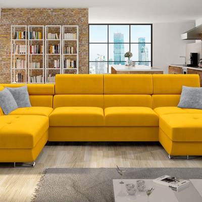 VÝPRODEJ - Rozkládací sedačka do U SAN DIEGO - žlutá, levý roh