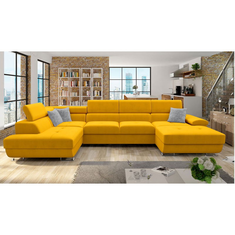 VÝPRODEJ - Rozkládací sedačka do U SAN DIEGO - žlutá, levý roh