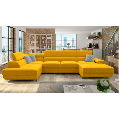 VÝPRODEJ - Rozkládací sedačka do U SAN DIEGO - žlutá, levý roh