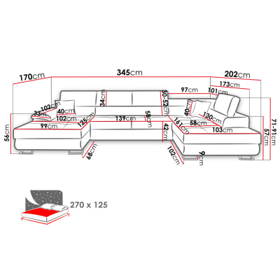 VÝPRODEJ - Rozkládací sedačka do U SAN DIEGO - žlutá, levý roh