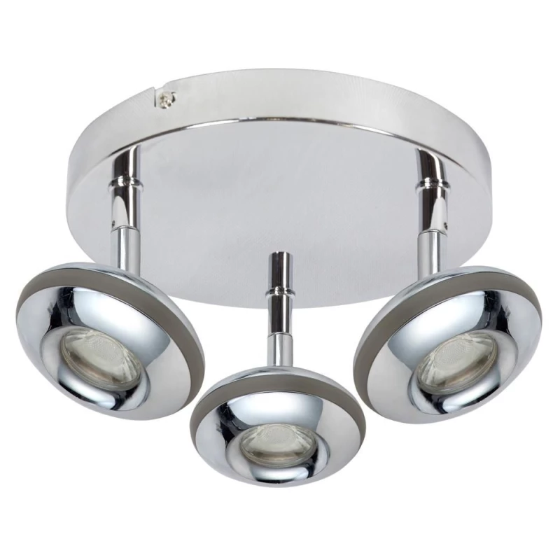 Stropní LED kulaté bodové světlo SKIPPER - 3x6W, 3000K (teplá bílá), chromované
