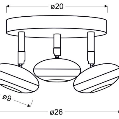 Stropní LED kulaté bodové světlo SKIPPER - 3x6W, 3000K (teplá bílá), chromované
