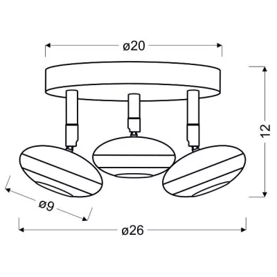 Stropní LED kulaté bodové světlo SKIPPER - 3x6W, 3000K (teplá bílá), chromované