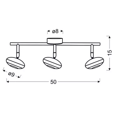 Stropní LED bodové světlo SKIPPER - 3x6W, 3000K (teplá bílá), chromované
