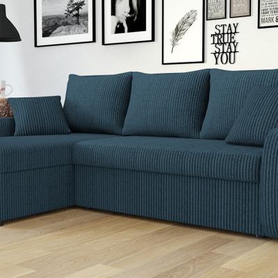 VÝPRODEJ - Sedačka na každodenní spaní s úložným prostorem KORNELIE - modrá