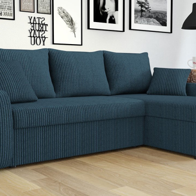 VÝPRODEJ - Sedačka na každodenní spaní s úložným prostorem KORNELIE - modrá