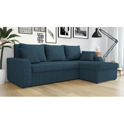 VÝPRODEJ - Sedačka na každodenní spaní s úložným prostorem KORNELIE - modrá