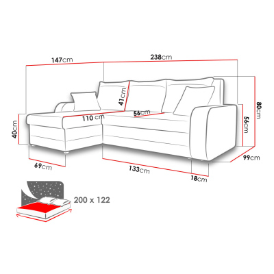 VÝPRODEJ - Sedačka na každodenní spaní s úložným prostorem KORNELIE - modrá