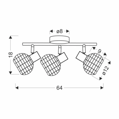 Stropní bodové svítidlo TAJGA - 3xE14, 40W, černé / hnědé