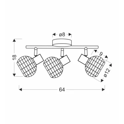 Stropní bodové svítidlo TAJGA - 3xE14, 40W, černé / hnědé