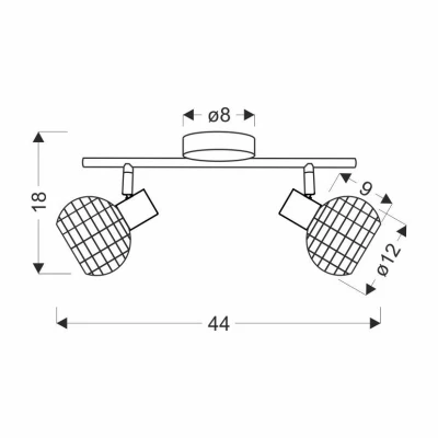 Nástěnné / stropní bodové svítidlo TAJGA - 2xE14, 40W, černé / hnědé