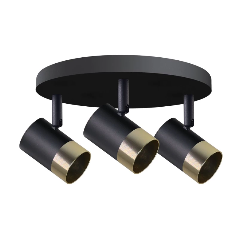 Stropní kulaté bodové světlo TOBI - 3xGU10, 15W, zlaté / černé