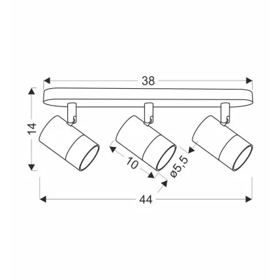 Stropní bodové světlo TOBI - 3xGU10, 15W, zlaté / bílé