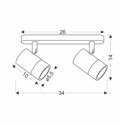 Nástěnné / stropní bodové světlo TOBI - 2xGU10, 15W, zlaté / bílé