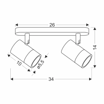 Nástěnné / stropní bodové světlo TOBI - 2xGU10, 15W, zlaté / černé