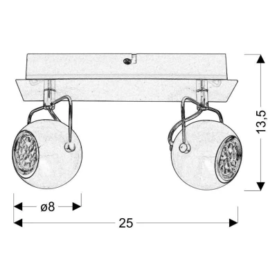 Stropní / nástěnné LED bodové osvětlení TONY - 2xGU10, 3W, matné černé