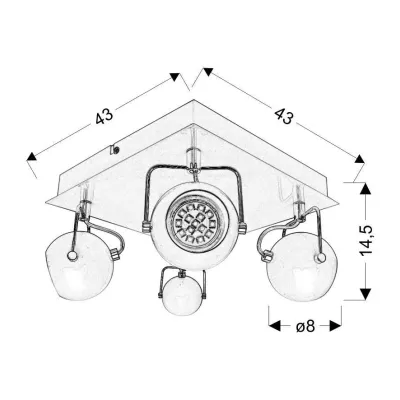 Stropní bodové LED osvětlení TONY - 4xGU10, 3W, matné černé + žárovky ZDARMA