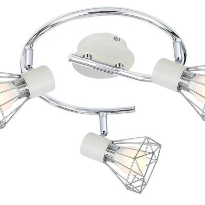 Stropní bodové osvětlení VERVE - 3xE14, 40W, kruhové, bílé / chromované