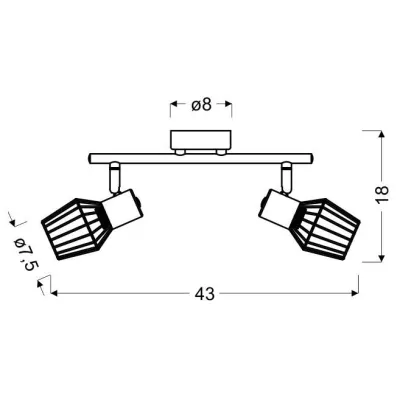 Stropní / nástěnné bodové svítidlo VIKING - 2xE14, 40W, šedé