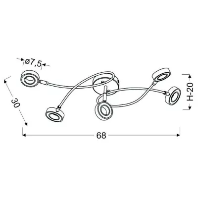 LED bodové stropní svítidlo VINOLA - 5x5W, 3000K (teplá bílá), chromované