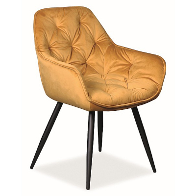 VÝPRODEJ - Čalouněná jídelní židle LUSINE - žlutá / černá