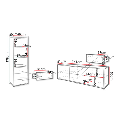 VÝPRODEJ - Stěna do obývacího pokoje ASAKA 4 - bílá