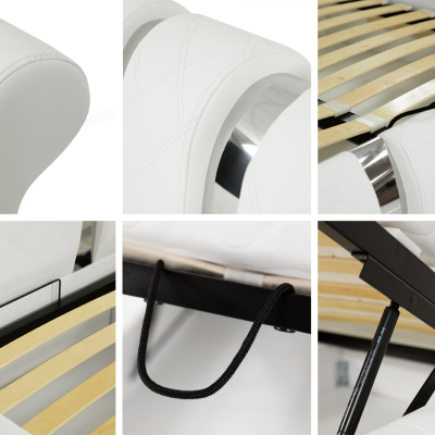 VÝPRODEJ - Čalouněná manželská postel 160x200 ZOILA - bílá ekokůže