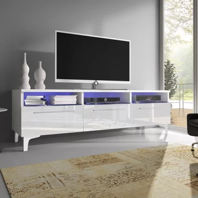 VÝPRODEJ - Televizní stolek na nožičkách BADI - bílý