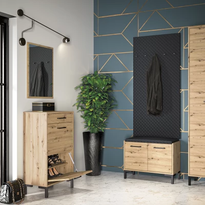 VÝPRODEJ - Vysoká předsíňová skříň BEDA - šířka 55 cm, dub artisan