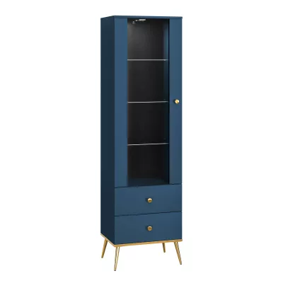 VÝPRODEJ - Vitrína s prosklenou částí MADO - modrá