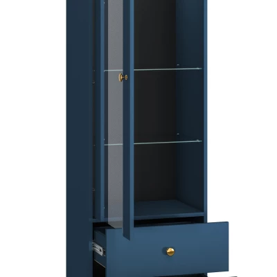 VÝPRODEJ - Vitrína s prosklenou částí MADO - modrá