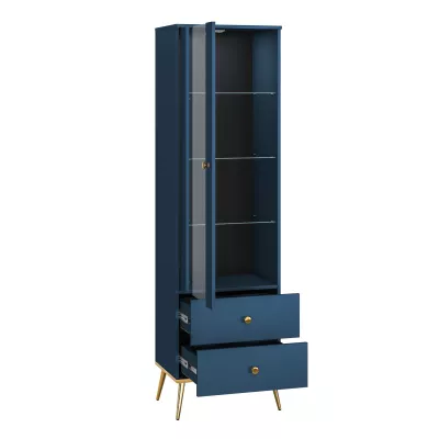 VÝPRODEJ - Vitrína s prosklenou částí MADO - modrá