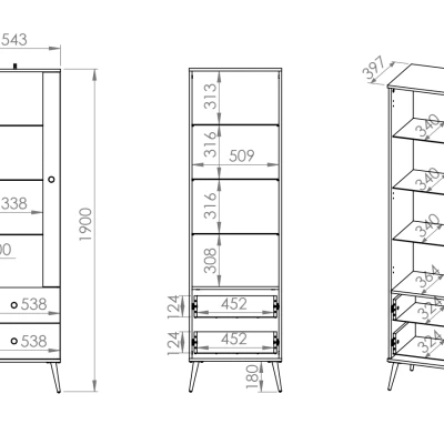 VÝPRODEJ - Vitrína s prosklenou částí MADO - modrá