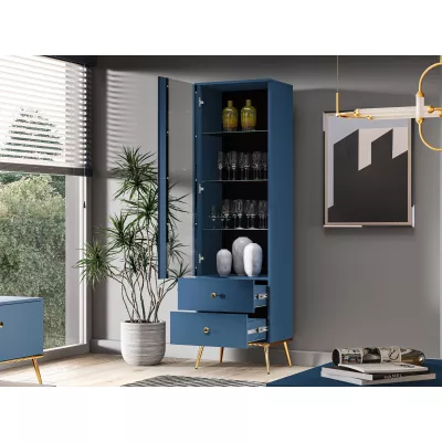 VÝPRODEJ - Vitrína s prosklenou částí MADO - modrá