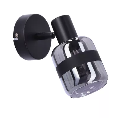 Nástěnné bodové svítidlo YUKI - 1xE14, 15W, černé / kouřové sklo