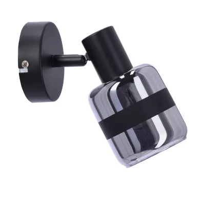 Nástěnné bodové svítidlo YUKI - 1xE14, 15W, černé / kouřové sklo