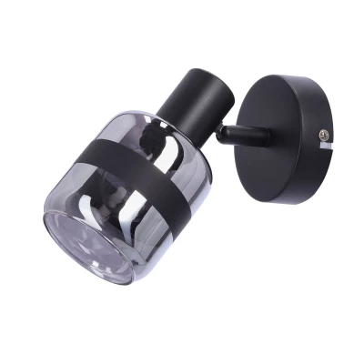 Nástěnné bodové svítidlo YUKI - 1xE14, 15W, černé / kouřové sklo