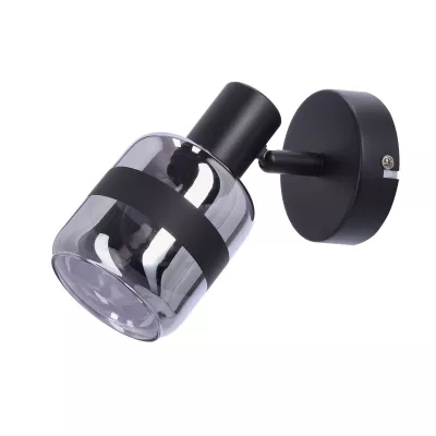 Nástěnné bodové svítidlo YUKI - 1xE14, 15W, černé / kouřové sklo