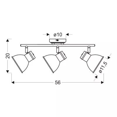 Stropní bodové osvětlení ZUMBA - 3xE14, 40W, bílé / černé